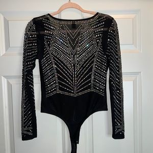Rhinestone bedazzled bodysuit